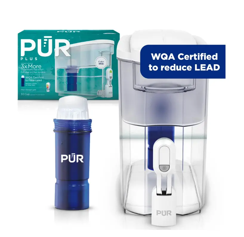 PUR PLUS 30 Cup Lead Reducing Water Filter Dispenser, White, DS1811Z