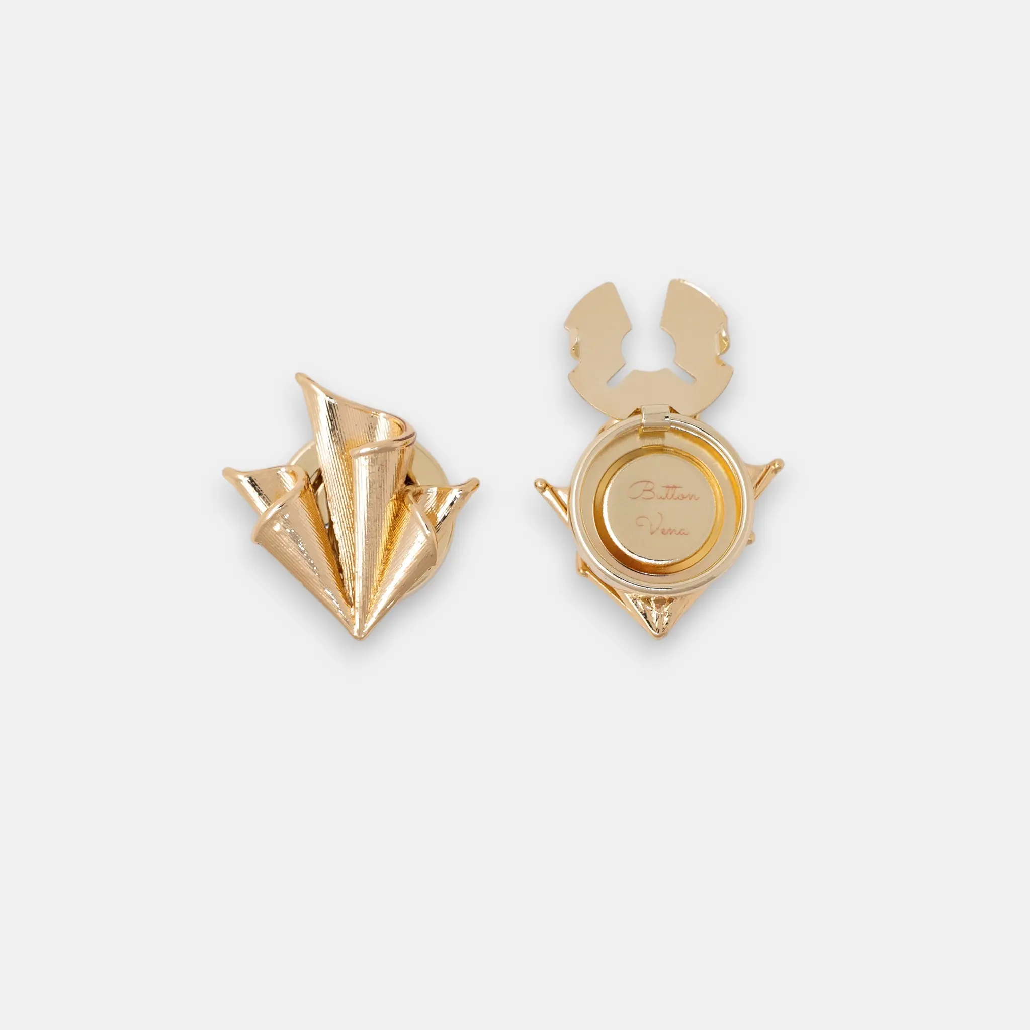 ButtonVena FOULARD - 1 SET(2pcs) 22K Gold Plated Clip on Button Covers