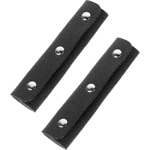 2 Pieces Leather Luggage Handle Wraps Covers PU Handbag Grip Cover Protector Soft Purse Strap Cover Pad with Brass Clasps for Wallet Tote Bag Suitcase Travel Bag Black