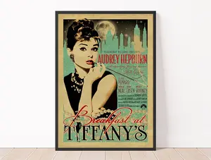 Audrey Hepburn Wall Art Breakfast at Tiffany's Movie Poster 1961 Vintage Movie Poster