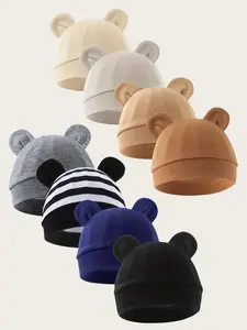 Baby Hats Set of 4, Soft Fabric Newborn Caps, Bonnet With Bunny Ears, Cute Small Ears Design, Suitable for All Seasons, Unisex Infant Headwear, 0-6 Months