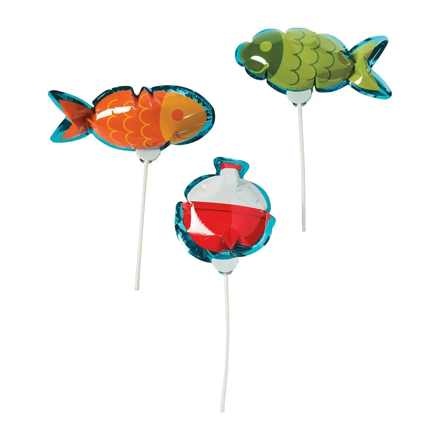 Self-Inflating Little Fisherman Mylar Balloons, 6.5-10 in Plastic Decor for Hand Use, Photo-Worthy 12-Pc Set for Birthday Ideas
