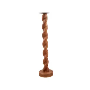 Mud Pie Large Twisted Wood Candlestick