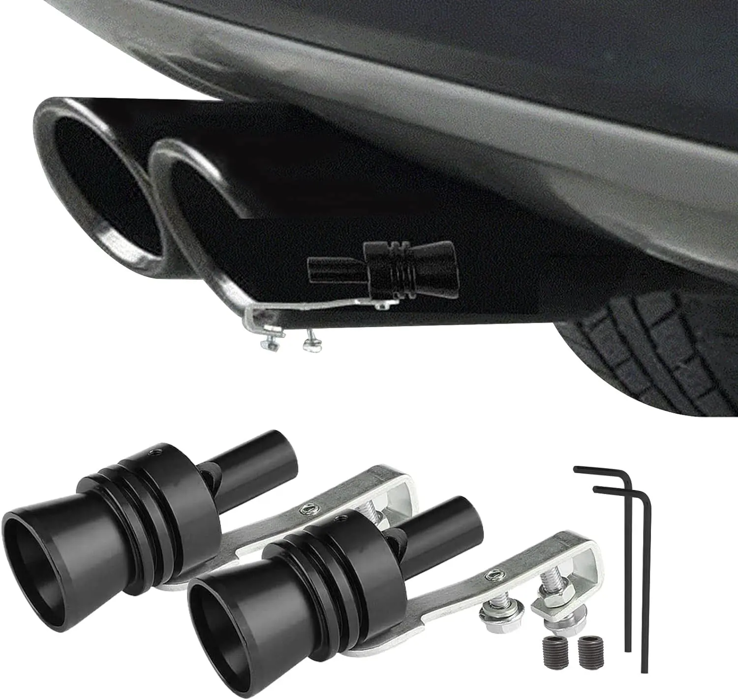 2PCS Car Turbo Whistle, Aluminum Alloy Universal Turbo Whistle | XL Size Aluminum Alloy Universal Turbo Sound Exhaust Muffler Pipe Whistle Car Roar Make