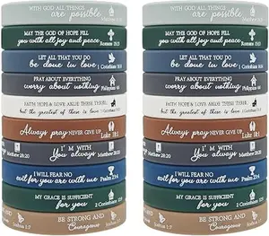 20pcs Bible Verse Bracelets Cross And Bible Verse Silicone Bracelet Set Bulk Silicone Jesus Bracelets Bible Verse Desig...