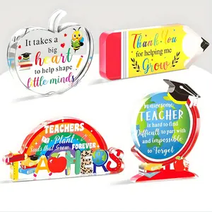Acrylic Teacher Appreciation Gift Set, Inspirational Desk Decorations, Perfect for Classroom, Office, School, Teacher's Day, Birthday