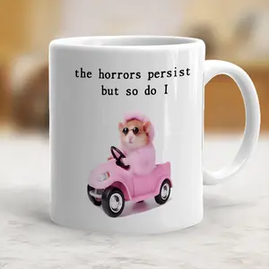 Funny Pink Hamster Driving Car 11oz, 15oz Ceramic Coffee Mug - Reusable, Recyclable, Safe & Comfortable Grip, Ideal for All Seasons, Perfect Gift for Birthdays, Holidays, Home & Party Decor, Coffee Bar Accessories - scs16284