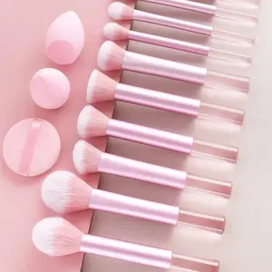 15-Piece Premium Long Handle Makeup Brush Set for Beginners & Professionals, Aluminum Handles, Multicolor Brushes, Powder, Blush, Foundation, Eyeshadow, Cosmetic Brushes