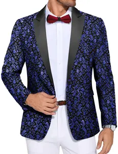 COOFANDY Men's Paisley Tuxedo Jacket One Button Dress Suit Jacket Floral Blazer for Dinner Party Prom Wedding