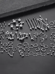 100pcs Piercing Kit Jewelry Set, Includes 14g 16g 20g Nose Rings & More, Durable Stainless Steel Material, Perfect for Multiple Styles, Body Piercing Jewelry