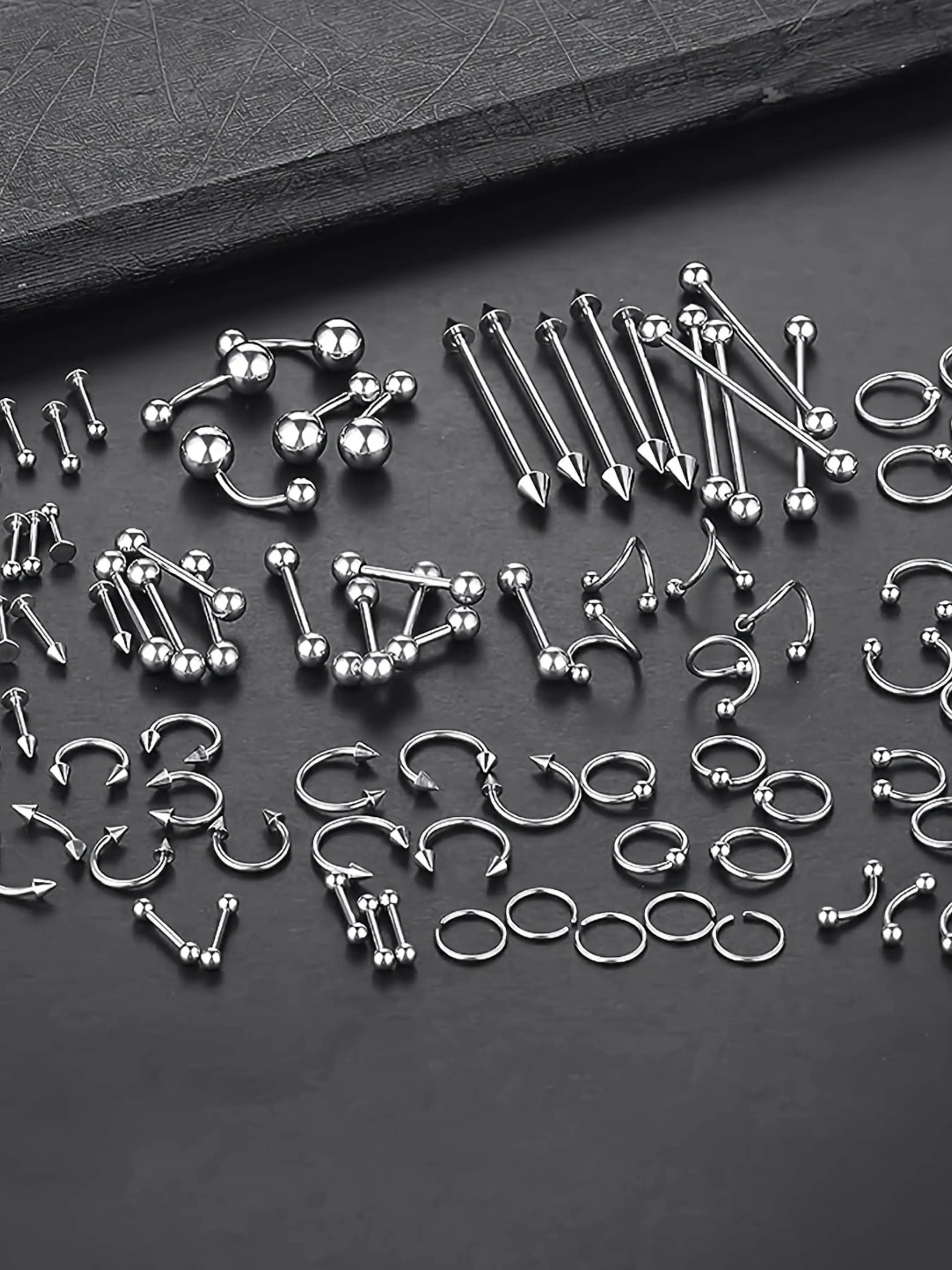 100pcs Piercing Kit Jewelry Set, Includes 14g 16g 20g Nose Rings & More, Durable Stainless Steel Material, Perfect for Multiple Styles, Body Piercing Jewelry