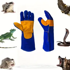 1 Pair Reptile Handling Gloves, Oxford Cloth, Anti-Bite & Anti-Scratch, Double-Layer, Reinforced Padding, for Snakes, Lizards, Cats, No Battery Required