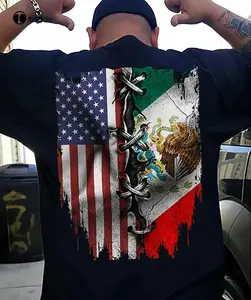 American Mexican Flag Mexico Patriotic Casual Cotton T-Shirt for Men & Women - Comfortable Everyday Wear, Unique Gift Idea, Machine Washable