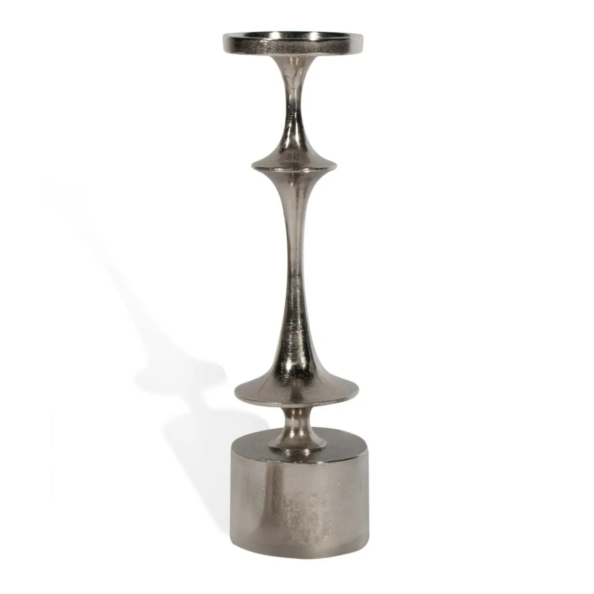 18x5x5in 360-Degree Rotatable Silver Geometric Pillar Metal Tabletop Candlestick Holder - Distressed Look, Contemporary 360 Stand, Home Supplies, Wedding/Engagement Decoration, Gift Idea, Candlestick Holders, Birthday