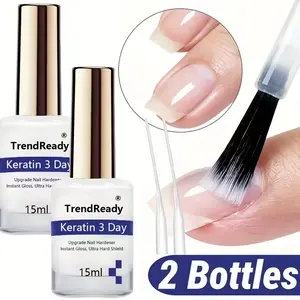 2PCS 15ml Nail Strengthener For Weak Splitting BreakFast Dry Keratin 3 Day Nail Care Nail Polish Care ProductsFor Weak Nails |4 In 1 Natural Nail Protein Hardener ldealFor Manicure & Nail Care, Smoothes Strengthens NailsAlcohol Free, Nail