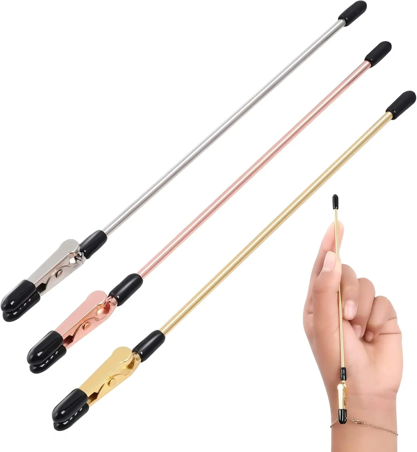 3-Piece Solid Metal Jewelry Bracelet Helper Tools, 17.5cm Watch Repair Hand Tool with Easy Attachment for Clasps, Zippers, Gift Option (Golden, Rose Gold, Silver)