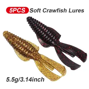 5-Pack Bio-Imitative Soft Obstacle Shrimp, 5.5g/3.14inch with Glitter Design, Slow-Sinking, Natural Swimming Pose, Freshwater & Saltwater Use, Fishing Lures