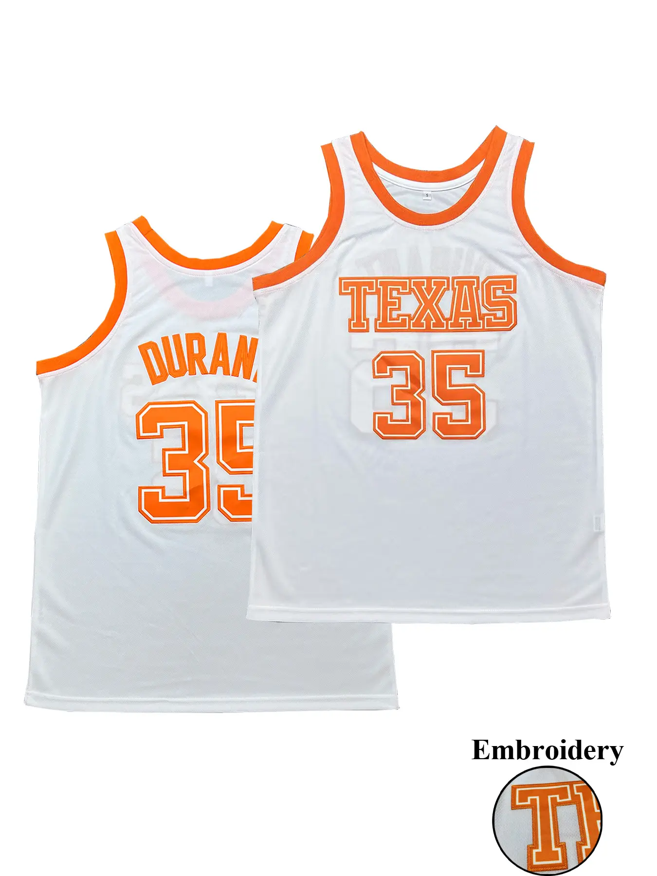 High Quality Men Women "TEXAS 35" Basketball Vest, Loose Fit Breathable Knit Fabric,Comfortable Baseketball Jersey, Embroidered Letters and Numbers, Unisex Outdoor Activity,Training, Workout Activewear, Athletic Tops, Embroidery Basketball Jersey