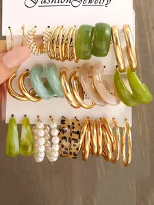 Mixed Color Hoop Earrings,  Earrings for Women, Fashion Jewelry for Party, Daily Clothing Decor, Trendy All-match & Exquisite Jewelry for Birthday Gift, High Quality Earrings