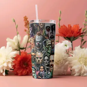 Nightmares in a Cup: Sip with the Scariest! 20 oz Skinny Tumbler - Perfect for Your Spooky Beverages - Bottle,