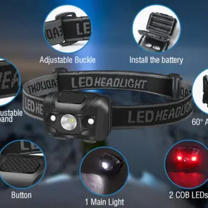 3w Bright Mini Headlamp, Light LED Headlight, Four Modes, Aaa Battery Powered, Waterproof, Ideal for Camping Fishing Outdoor Activities