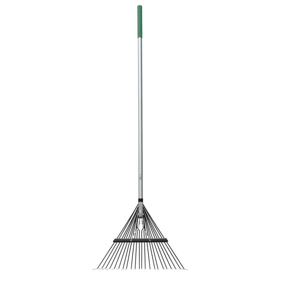 Fiberglass Long Handle 22-Tine Steel Leaf Rake with Comfort End Grip, Weather-Resistant Design, Lightweight 2.3 lbs, Ideal for Gardening and Outdoor Use