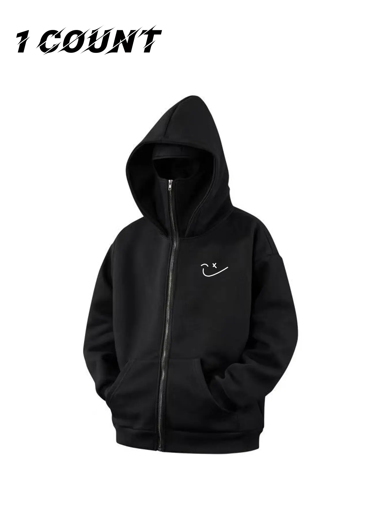 Thickened Fleece Hoodie Jacket for Teens Boys Girls, Smiley Graphic Print Zipper Pocket Design, Fall Winter Warm Schoolwear Coat, Graphic Hoodies, Printed Hoodie, Fashion Hoodie, Cozy Hoodie