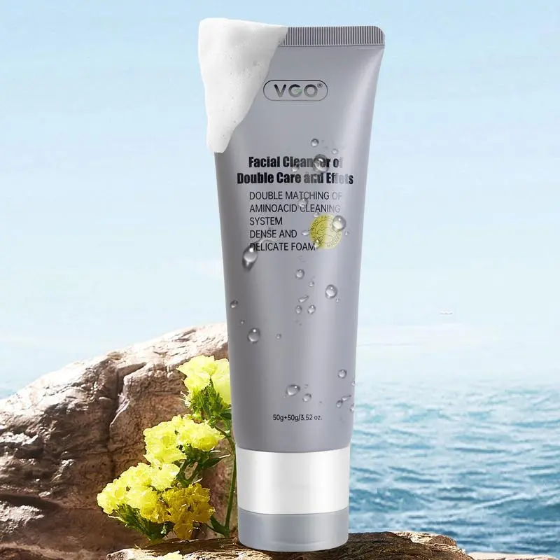 VGO Coconut Activated Charcoal Facial Cleanser - Hydrating Foaming Mousse for Gentle Daily Use on Normal & Sensitive Skin, 50g, Hydrates, All Skin
