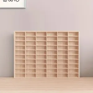 Wooden Multi-Grid Figure Storage Display Box, Multilayer Wall Showcase Cabinet, Figure Model Collection Exhibition Rack