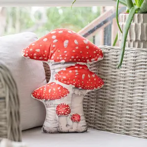 Amanita Mushroom Pillow Realistic mushroom throw pillow great for natural decor and anyone who loves mushrooms.  Are you a funguy or fungal? Enjoy all four mushroom pillows from the mushroom muse