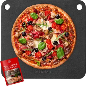 Pizza Steel for Oven & Grill, 16"x13.4", 1/4" Thick, Ultra-Conductive Pre-Seasoned Carbon Steel Baking Steel, Achieve Restaurant-Quality Crust for Pizza, Bread & BBQ, Includes Recipe Booklet