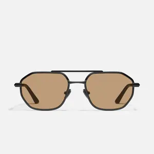 QUAY - EN ROUTE Unisex Men's Women's retro modern geometric metal Round Aviator Sunglasses