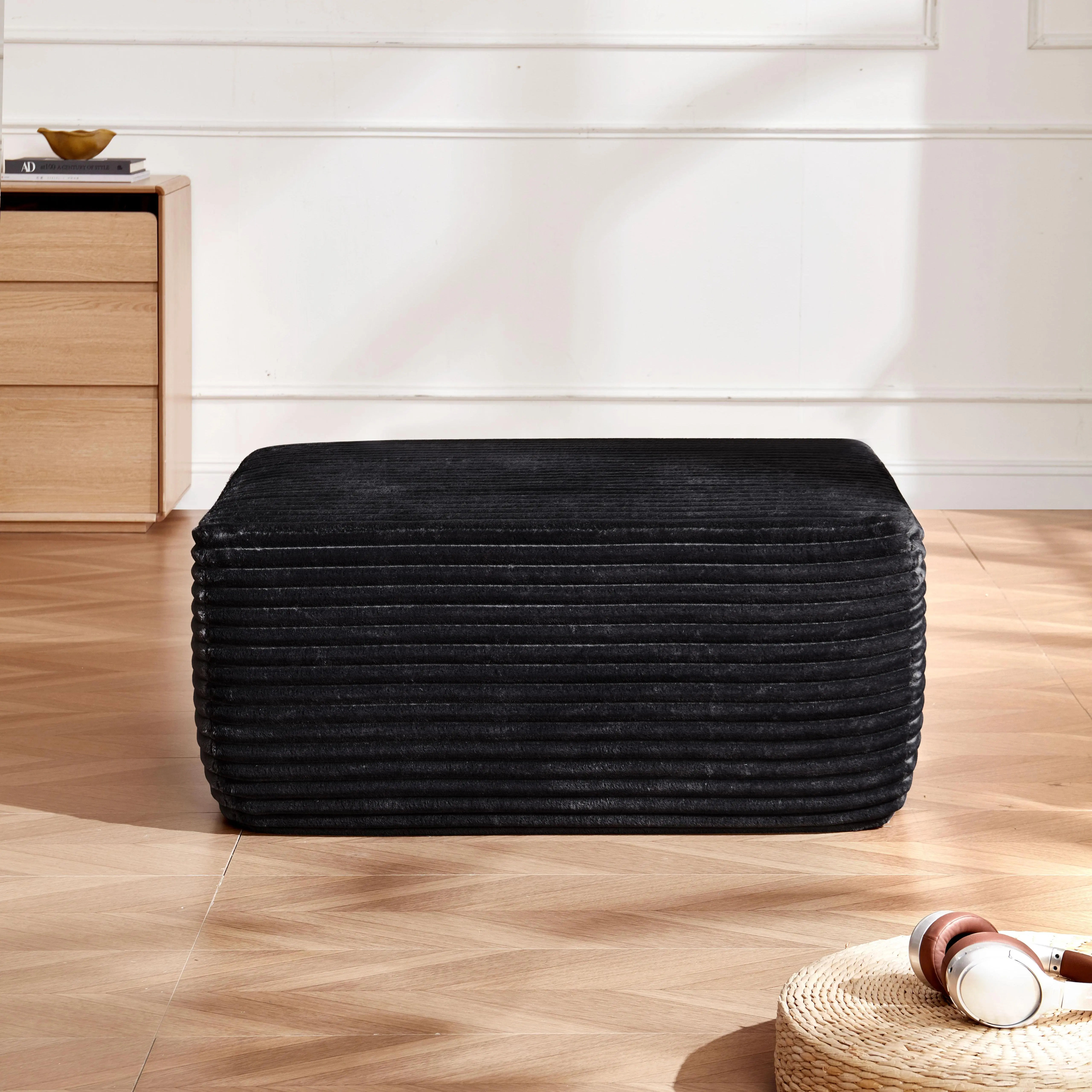 YOMSUM Boneless Sofa Style Square Ottoman Pouffe Foot Rest for Couch Sofa Living Room Bedroom Home Decor 29x37x16.5 Inches No Assembly Required Boneless Couch Sofa Bed