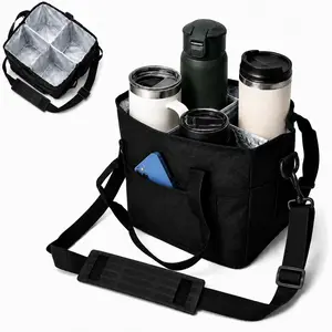 2026 Drink bag Insulated Cup Caddy Tote Bag with Adjustable Shoulder Strap and Multi-Pocket Dividers,Portable Drink Carrier for Outdoor Picnics, Beach Trips,Tailgating,and Daily Commute Delivery Services Moving travel organizer