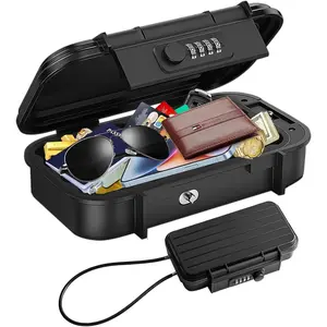 Security Case LockBox with Code, Safe Box with Removable Chain Combination Lock Box Mini Anti-Theft Travel Safe Waterproof Lockable Box for Gym Hotel Dorm Home Car Pool Beach