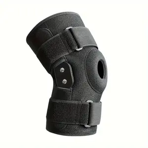 High-Quality Hinged Knee Brace - Open Patella Design with Dual Metal Stabilizers, Suitable for ACL, MCL, Ideal for Sports, Black