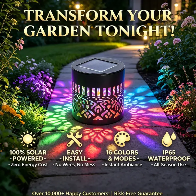 【Buy 1 Get 1 Free】Solar Mandala Projector Outdoor Lights - Waterproof Metal Body Solar Fence Lights for Garden, Patio Decor, Mandala Lights Outdoor Games