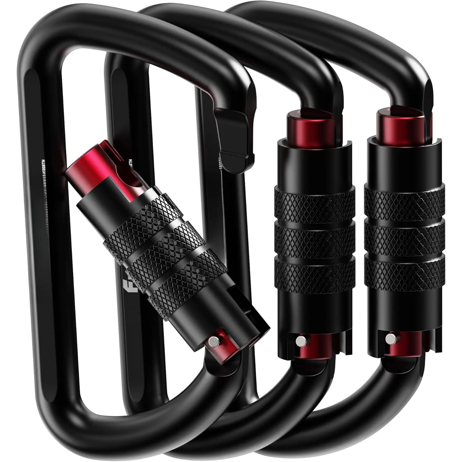 3inch 12kN-2698lbs Auto Locking Carabiner Clips, Solid  Shape, Heavy Duty 7075 Aluminum, Lightweight 1.09oz, Rust Proof, for Hammock, Hiking, Dog Leash, Keychain etc., Multi-Colors