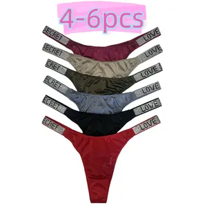 ladies' intimates Sparkling Women's Thong Briefs A+rhinestone thongs 4-6pack Underwear Womenswear Party essentials perfect gift Panties
