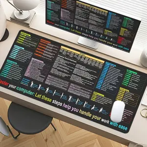 Computer Shortcut Guide Desk Pad Gaming Mousepad XXL Mouse Pad for Laptop Desk Mouse Pad Extra Large with Non - Slip Rubber Base Stitched Edges Surface for PC Gamers Office Workers & Home Use Office Supplies