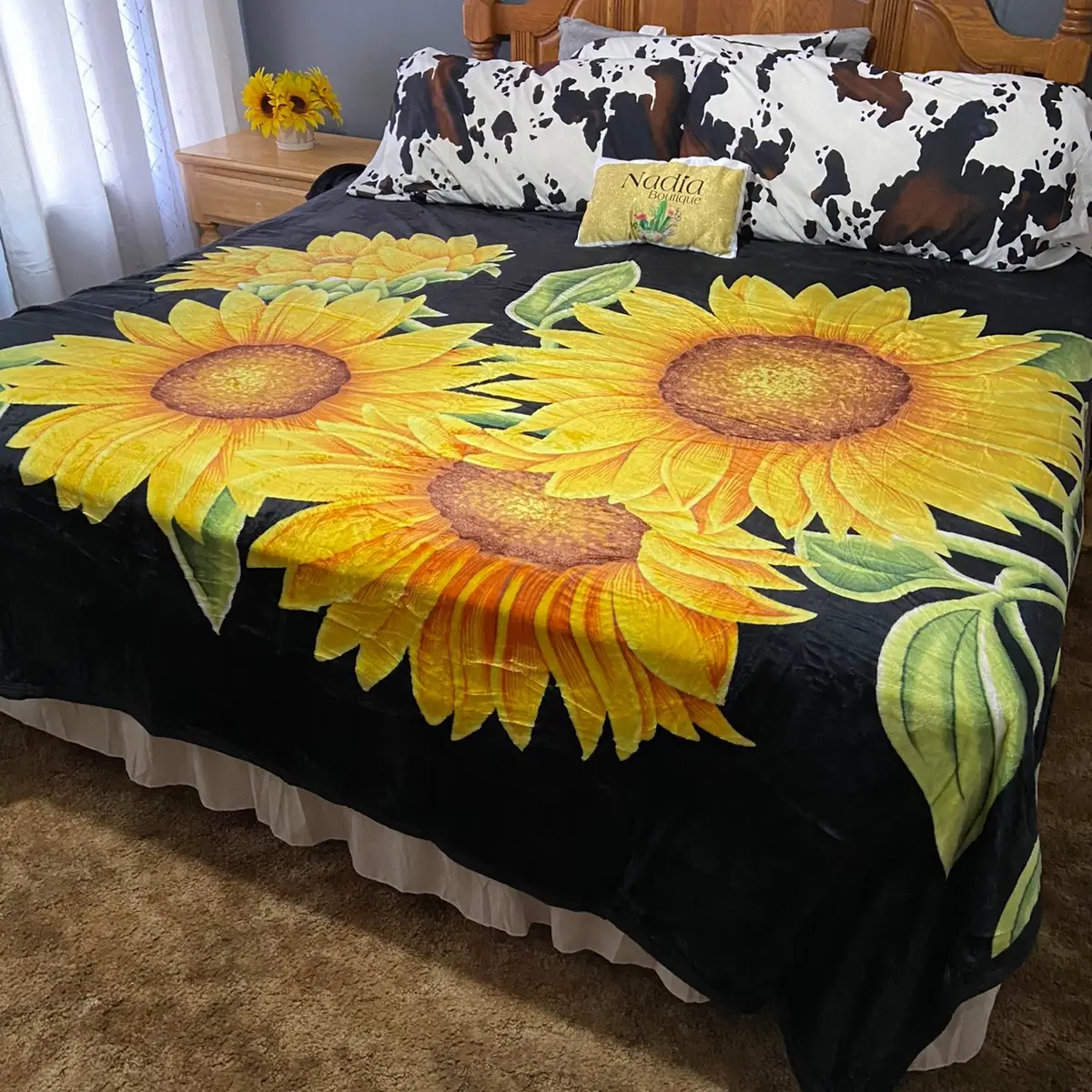 SUNFLOWER #4 THROW BLANKET KING SIZE
