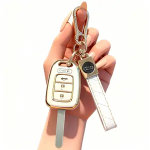 Tpu Key Fob Case Silicone Cover - Compatible with Honda Accord, Civic, CR-V, CR-V LX, SE, Crosstour, Fit, HR-V - 4 Button Keyless Entry Remote