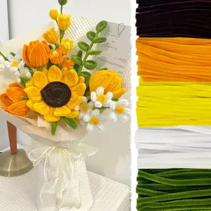 Pipe Cleaners Craft, Sunflower Color Set, 5 Colors 500 count Thick & Durable Chenille Stems Fuzzy Sticks Craft Supplies Pipe Cleaners for DIY Art and Craft Creative  Party Decorations