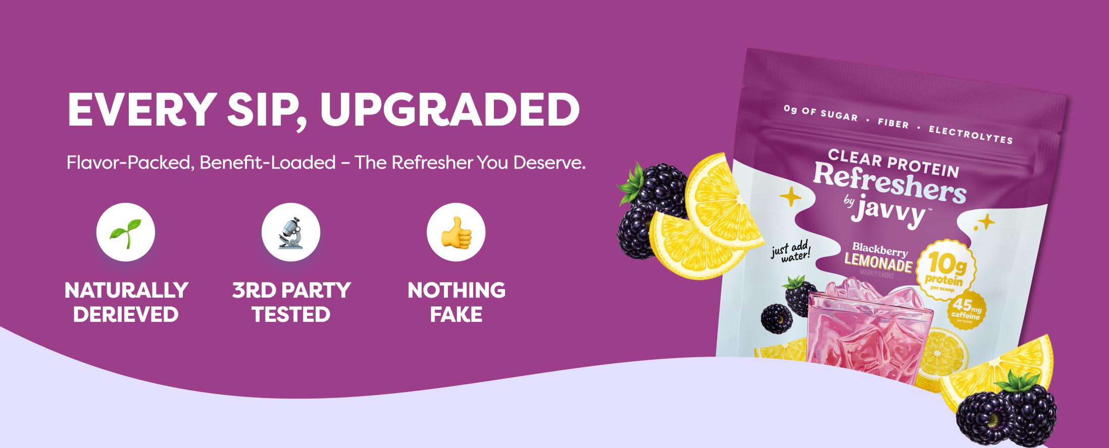 Javvy Twilight Cloud Protein Drink Bundle Blackberry Lemonade Refresher & Toasted Coconut Collagen Protein Creamer with Clear Whey, Electrolytes & Collagen, Keto Friendly, No Added Sugar