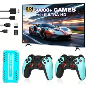 Retro Game Stick 4K Plug and Play Video Game Console, Built-in 50000+ Classic Retro Arcade Games, 40+ Emulators, Dual 2.4GHz Wireless Controllers, Portable Nostalgic Gaming System for TV, Kids Adults Family Entertainment