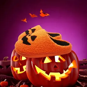Halloween Slippers Ghost Face Slippers Pumpkin Slippers Men Flat Soft Plush Cozy Indoor Fuzzy Women House Shoes Fashion Gift Hot Indoors Outdoors Summer Winter Cotton