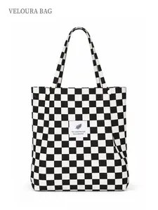 1pc Checkerboard Tote Bag for Women, Large Capacity Shoulder Handbag, Stylish Lightweight Shopping Bag, Multi-Functional Storage for Books, Tablet, Umbrella & Daily Essentials, Durable & Versatile for Work, Travel, Shopping, Perfect Holiday Gift