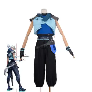 Jett Cosplay Costume Full Set Outfit, Valorant Character Inspired Suit with Prop Knife for Game Themed Events