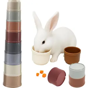 8 Pcs Stacking Cups for Rabbits,Nesting Rabbit Toys of Different Sizes,Bunny Stacking Cups for Hiding Food and Playing,Guinea Pig Stacking Cups (Pastel)