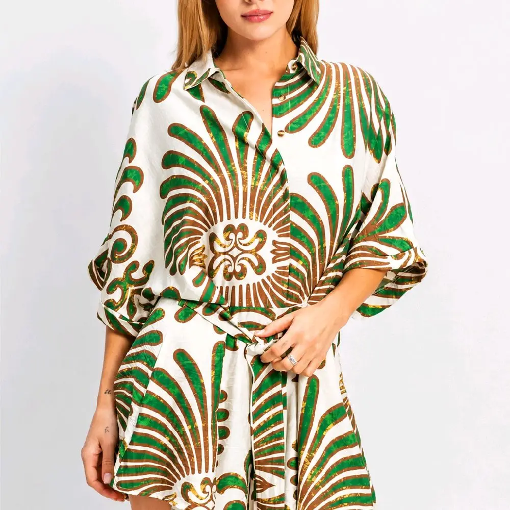 Button-Down Printed Romper